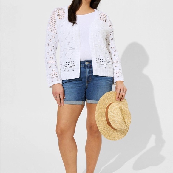 Torrid White Open-Knit Cardigan - Picture 3 of 11